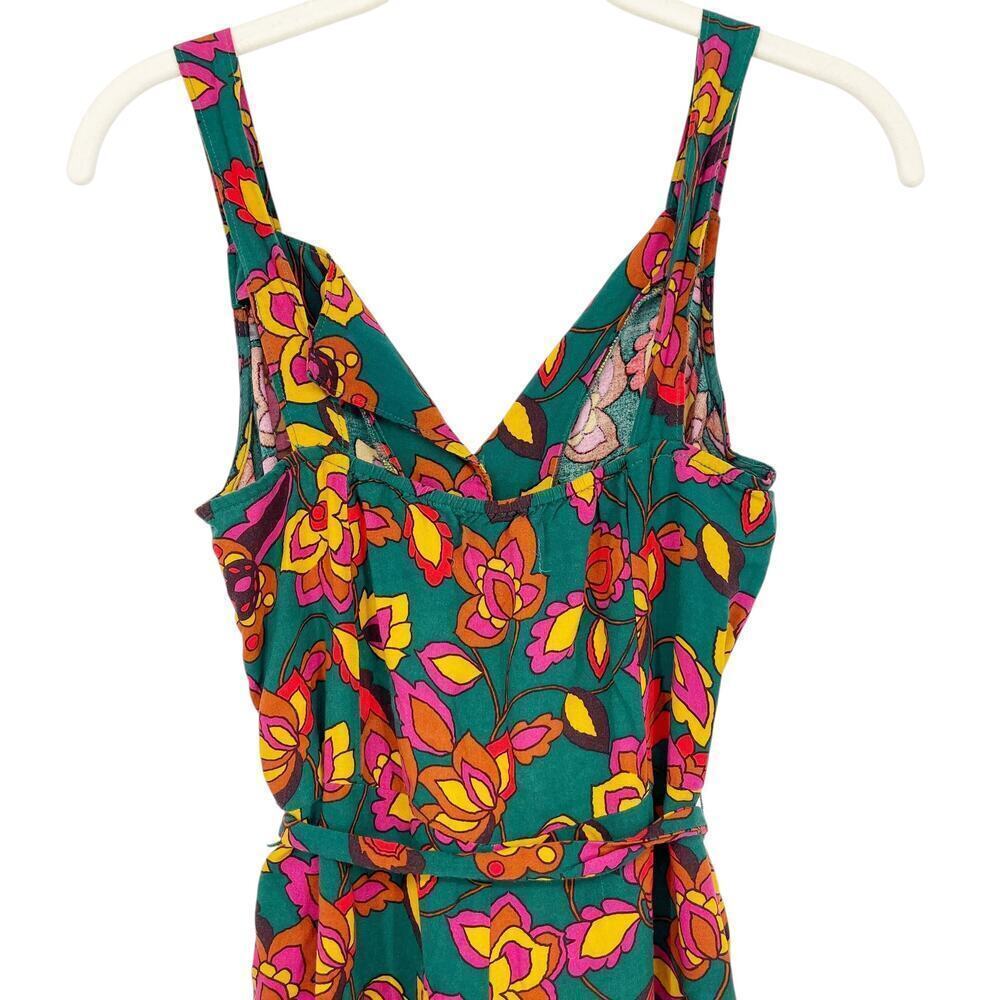 ModCloth Vibrant Floral Jumpsuit Tie Waist Cropped Size Small Dopamine Dressing - Picture 3 of 9